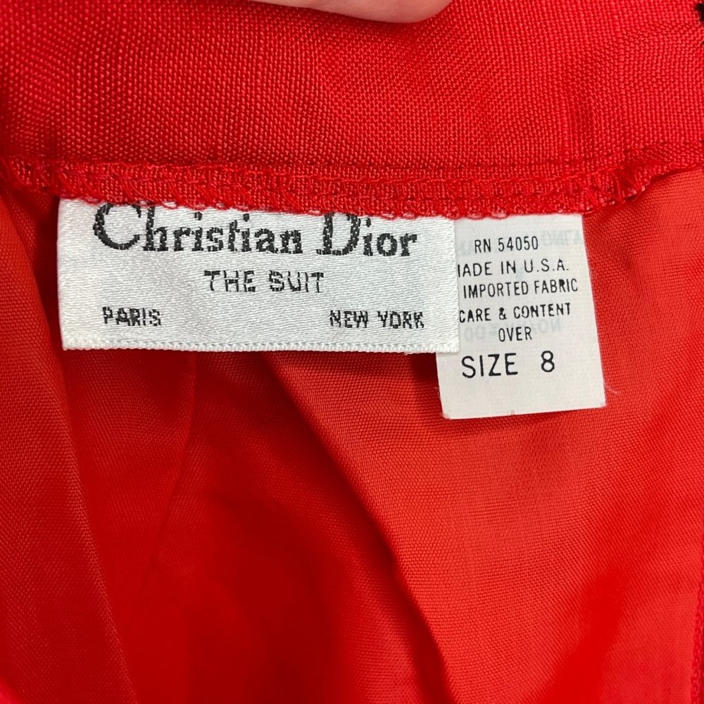 Christian Dior The Suit Blazer Skirt 2 piece Rayon Red Size 8 Vintage - Picture 5 of 10